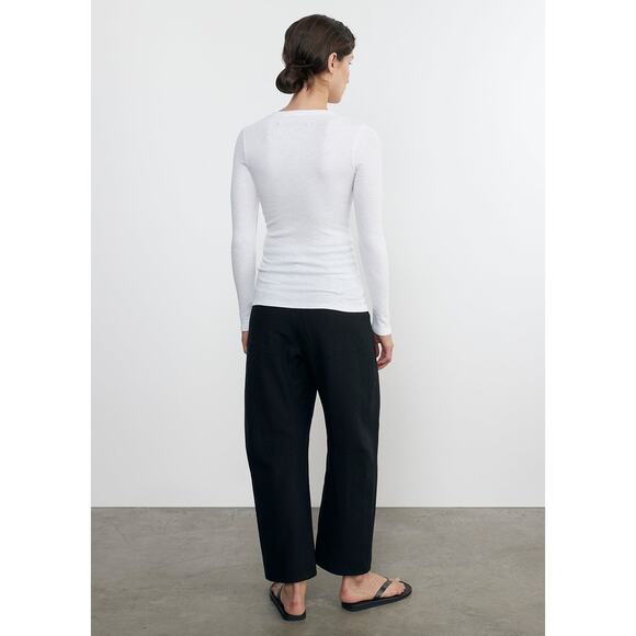 ENZA COSTA Textured Knit Crew Neck Top Womens Medium White Long Sleeve Shirt NEW - Picture 3 of 16